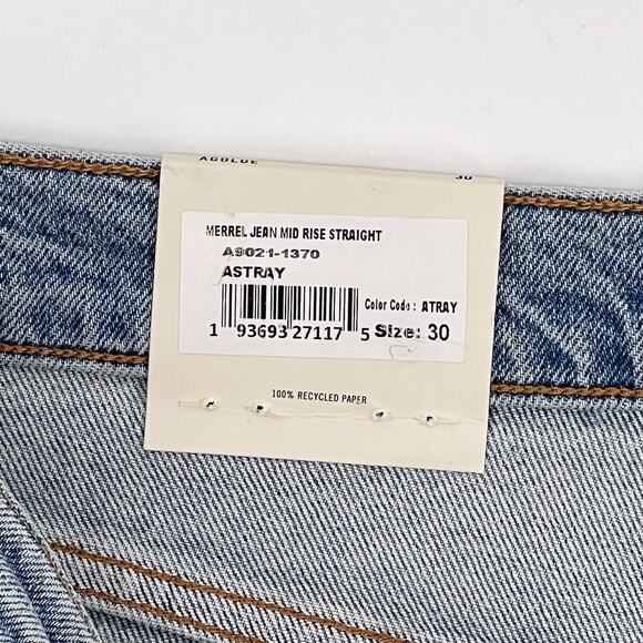 AGOLDE NWT Merrel Mid Rise Straight Jeans Women’s Size 30 Distressed Hem - Picture 4 of 8